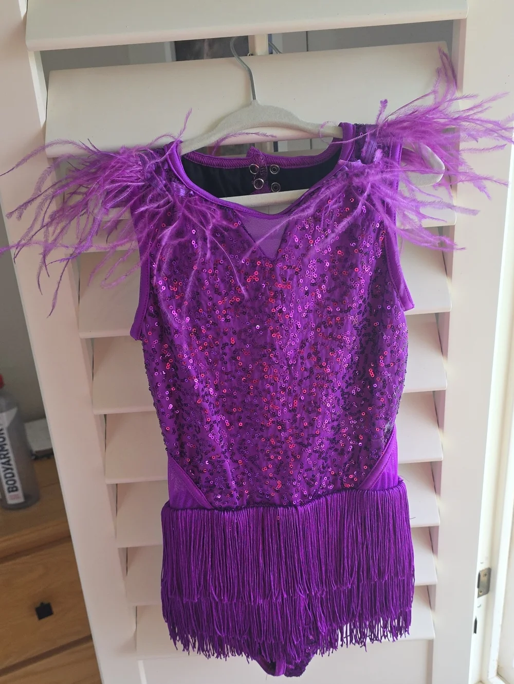 Weissman Purple Sequin & Feather Fringe Dance Costume